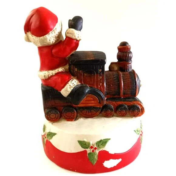 Vintage 1984 Enesco Santa Train Musical Box Ceramic Holiday Christmas Decoration - Picture 5 of 11